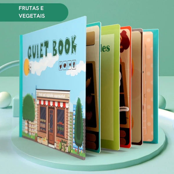 Livro interativo para crianças com adesivos para colar