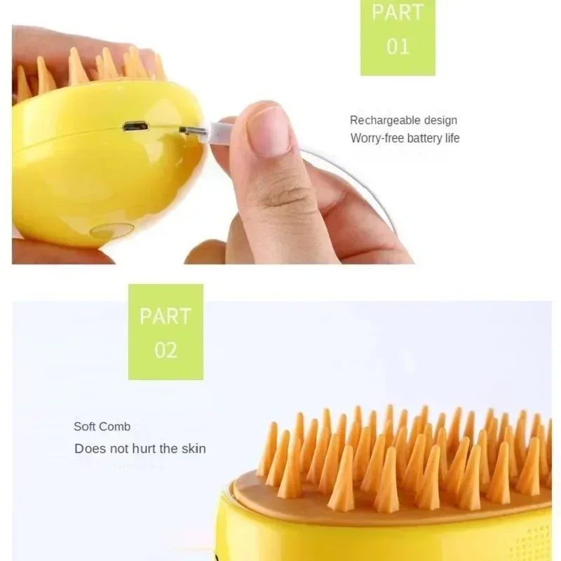 Escova a vapor para cães e gatos, com pente de massagem