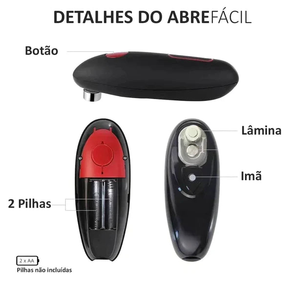 Abridor de latas automático, elétrico e fácil de usar