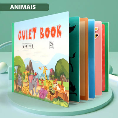 Livro interativo para crianças com adesivos para colar